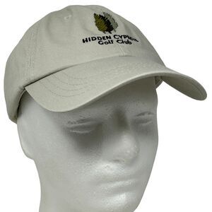 Hidden Cypress Golf Club Dad Hat Cap Golfing Golfer Bluffton SC Strapback Beige